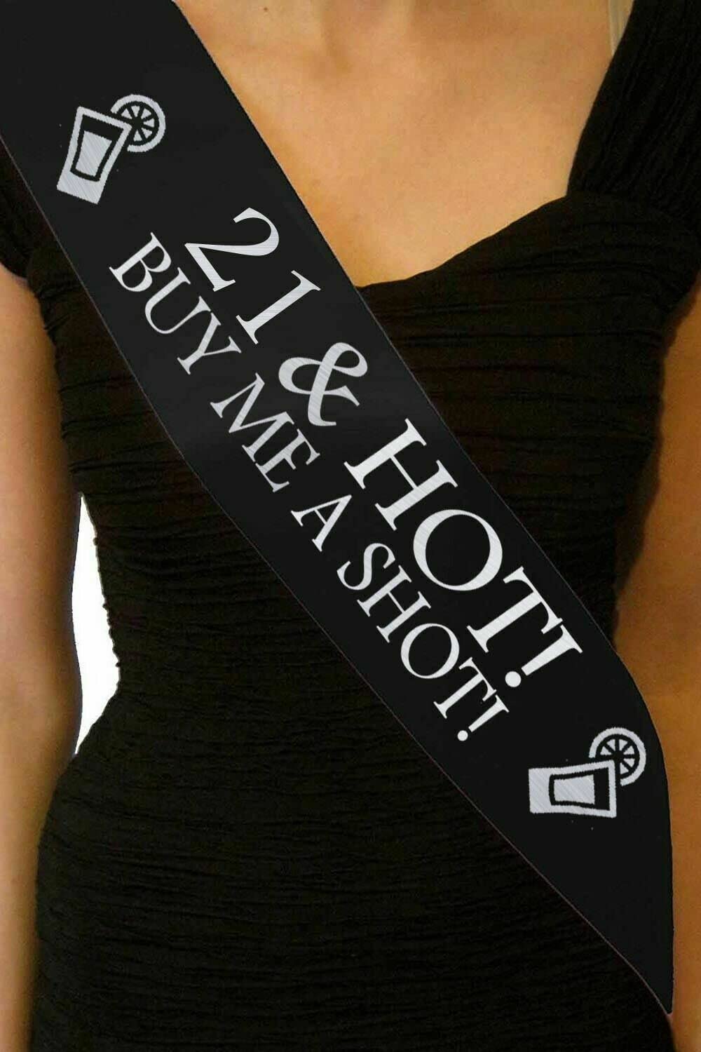 My Pretty Little Gifts Black 21 & Hot Birthday Sash - 21St Birthday Party Sashes