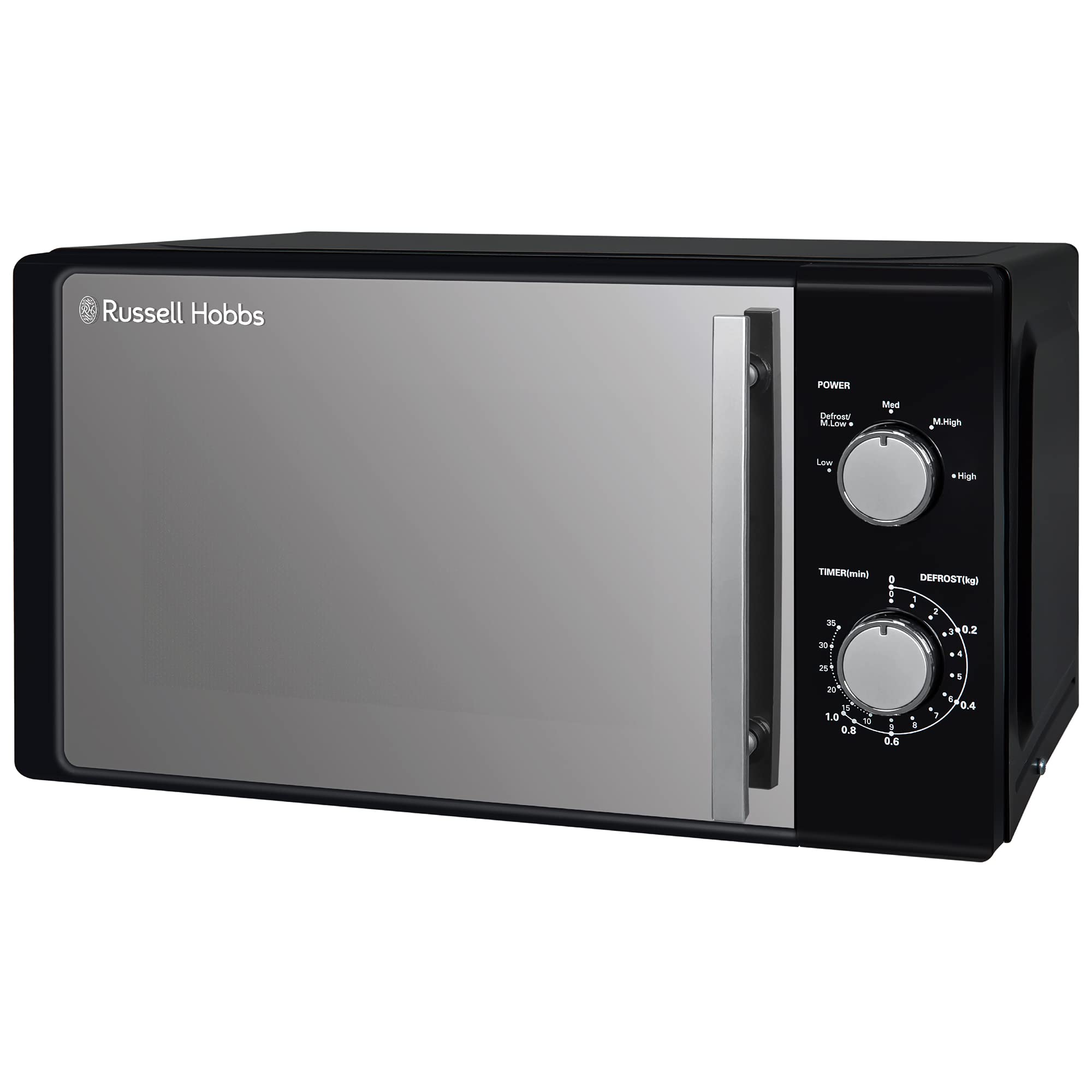 20 Litre 800W Black Solo Manual Microwave, 5 Power Levels, Integrated Timer and Defrost Function, Easy Clean RHM2060B