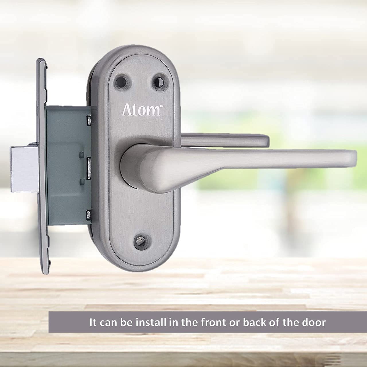 Atom Stainless Steel Bathroom Door Lock, Mortise Door Handle with Baby Latch Lock, Silver Satin Finish, Keyless, Bathroom Lockset for Door, Balcony Toilet Washroom, Penta-Bl — Amazon image 5