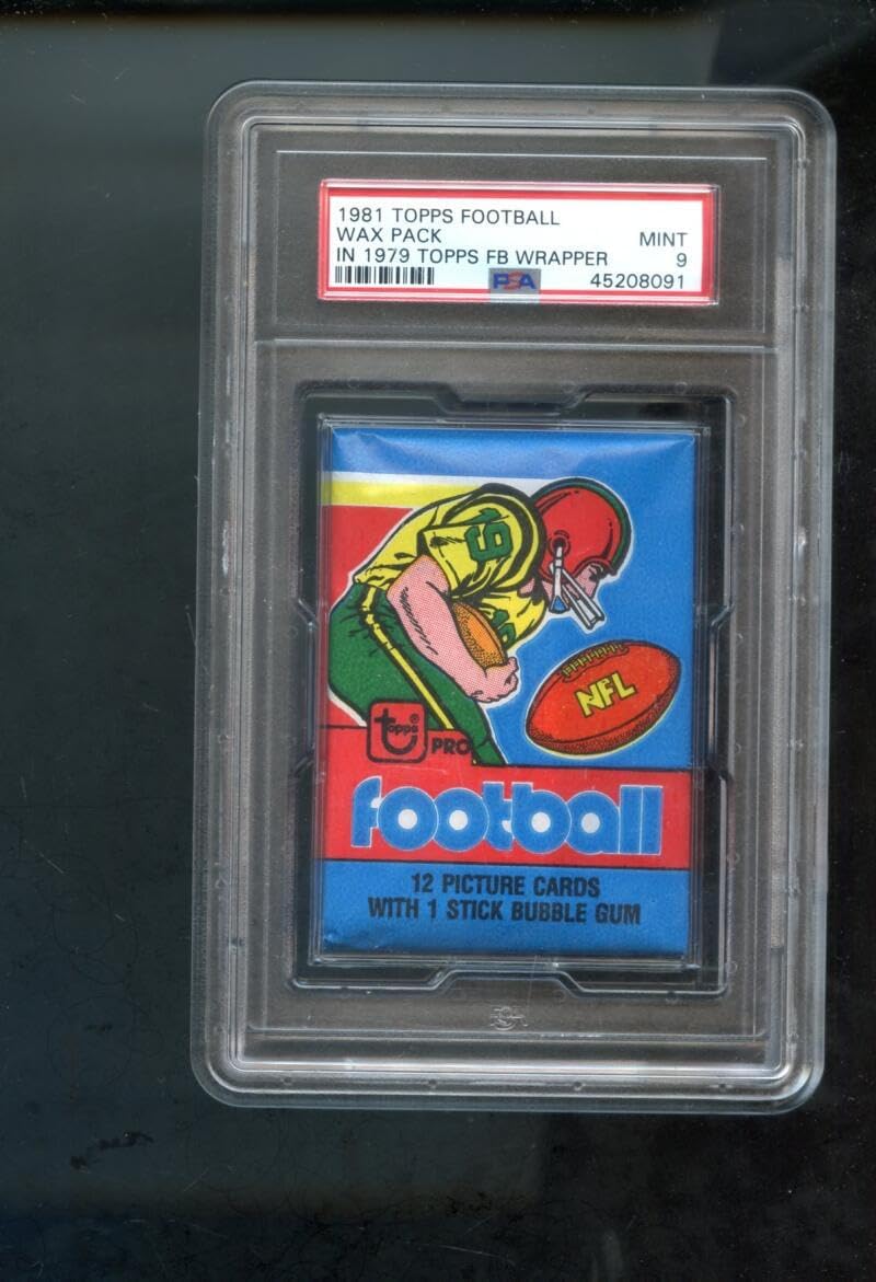 1981 Topps Football Card Unopened Wax Pack 1979 Wrapper Candy Back MINT PSA 9 Graded Joe Montana Rookie Possible