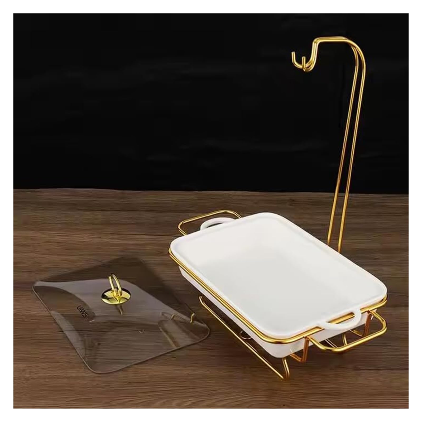 Scaldavivande da Buffet in Ceramica con Coperchio Cucina a Buffet | Con Cornici Dorate e Supporti Scaldavivande for Feste a Buffet