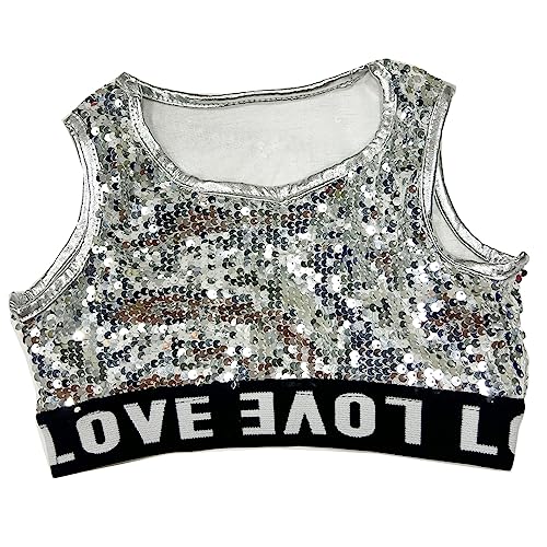 Image of TACKTIMES 2Pcs Girls Sleeveless Crop Top with Shorts Outfit Set for Athletic Leotard Dancing Swimming Gymnastics Dancewear