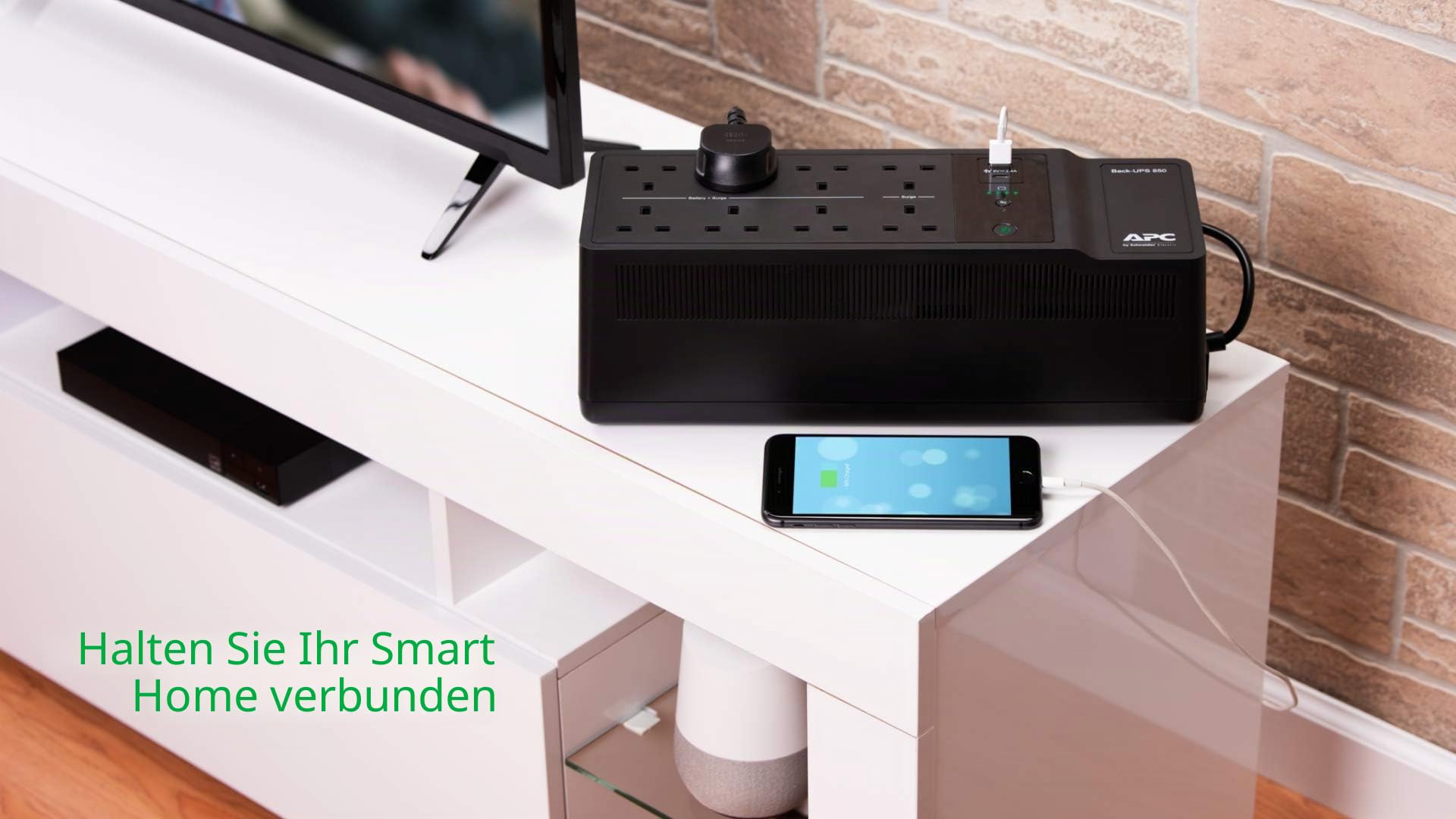 APC by Schneider Electric Back-UPS ES - BE850G2-UK - Unterbrechungsfreie Stromversorgung 850VA (8 Ausgänge, Überspannungsschutz, 2 USB-Ladeanschlüsse), Schwarz, 1 Stück