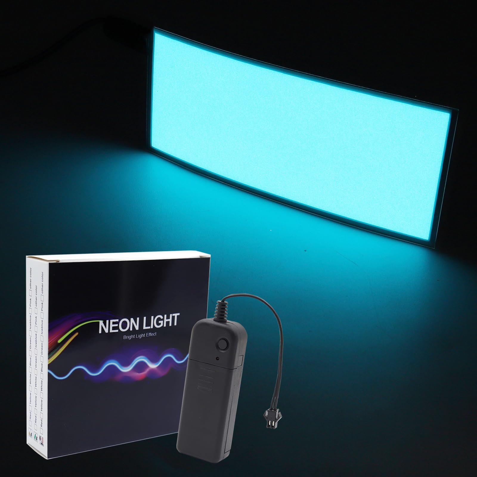 Ourbest El Panel Light, Ice Blue 12 * 5cm Flexible El Panel, Electroluminescent Sheet Neon Backlight with Battery Inverter, 3 Modes for DIY, Holiday Decorations, Cosplay, Party, Advertising