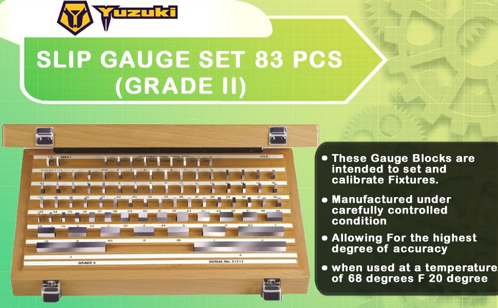 YUZUKI Slip Gauge Set – 83 Pieces (Grade II) with Individual Calibration Certificate – Precision Steel Gage Blocks for Dimensional Calibration & Measurement 1