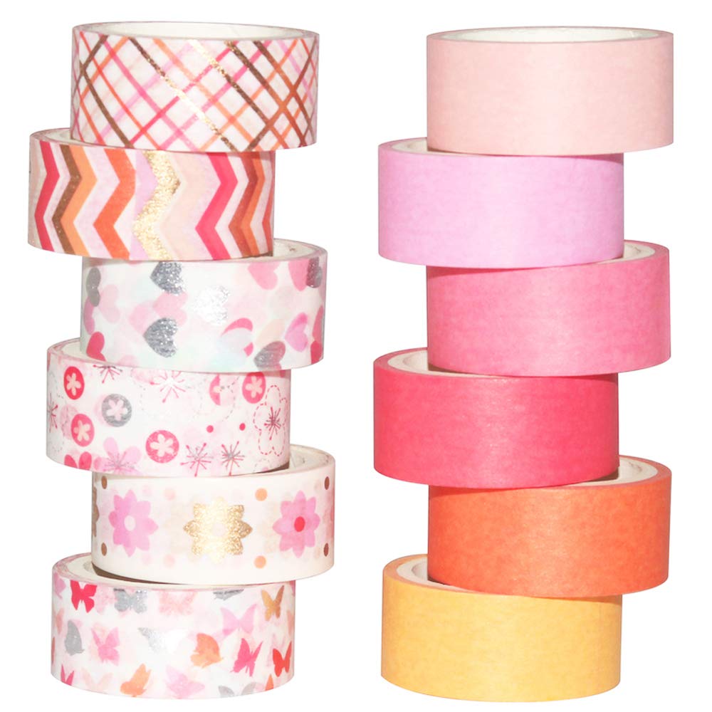 Set 6 Rotoli Nastro Adesivo Washi Metallico Oro, Argento, Rosa - Larghezza 15 Mm X 5 Metri Per Scrapbooking, Diari E Confezioni Regalo Fai Da Te