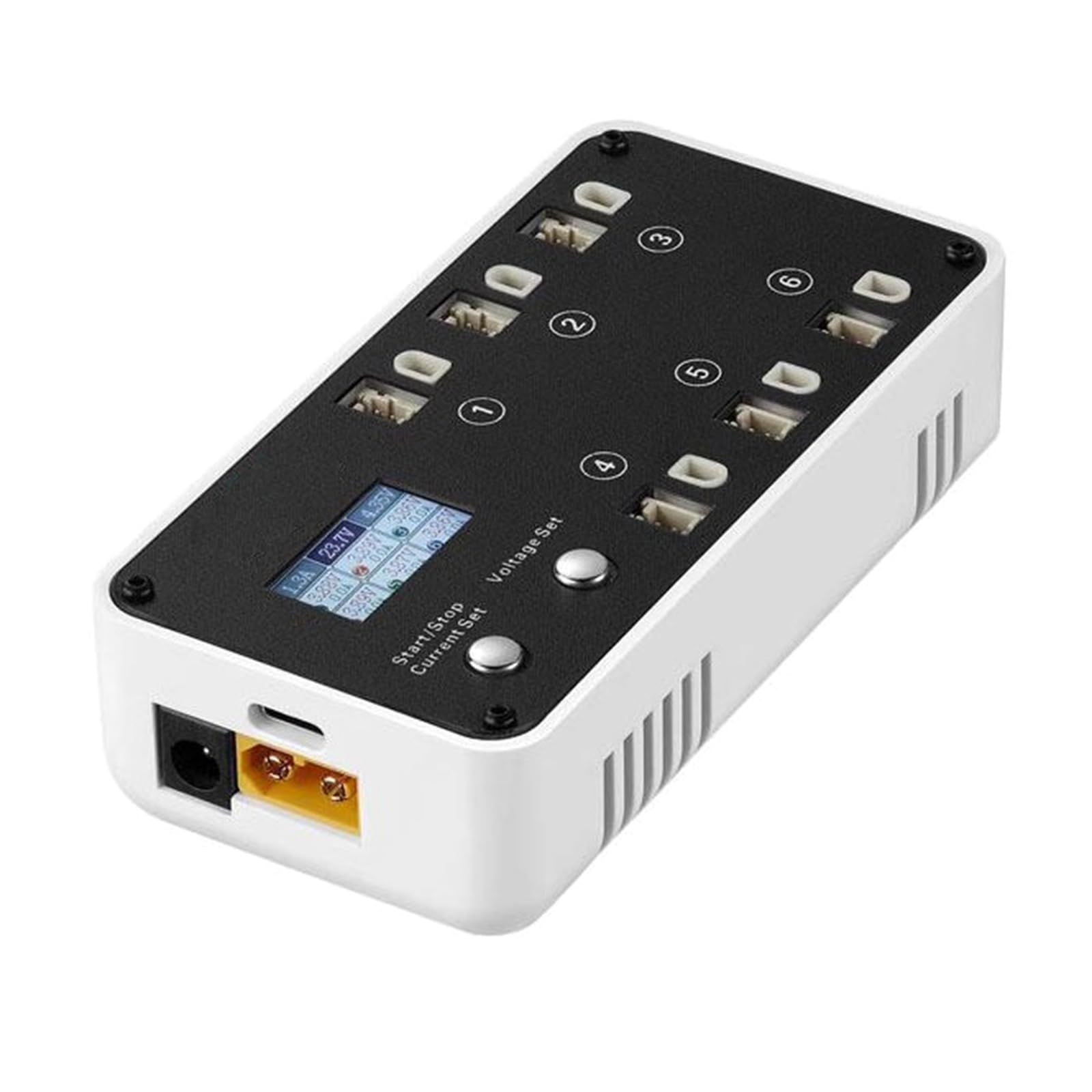 Adaptateur de charge 6 canaux 2-6S pour station de charge et de décharge de batterie 1S avec écran LCD couleur, prend en charge la décharge DC5521 TX60