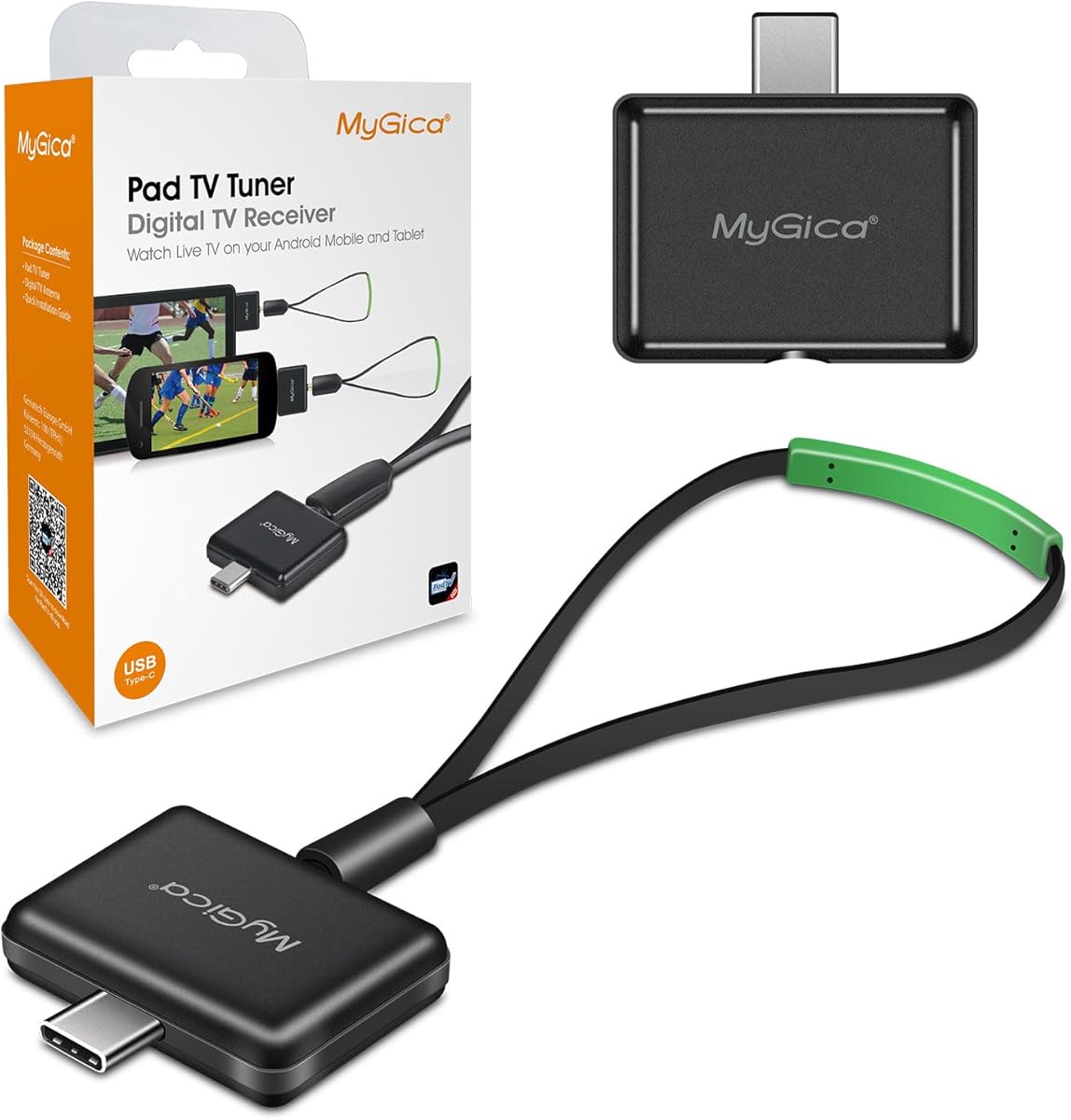 USB Type-C TV Tuner Card, Watching Record Digital Live TV Anywhere, Freeview HD TV Receiver, Recast Wireless HDTV Stick Tuner Adapter, USB TV Antenna for Android Phone Tablet, No Internet Need