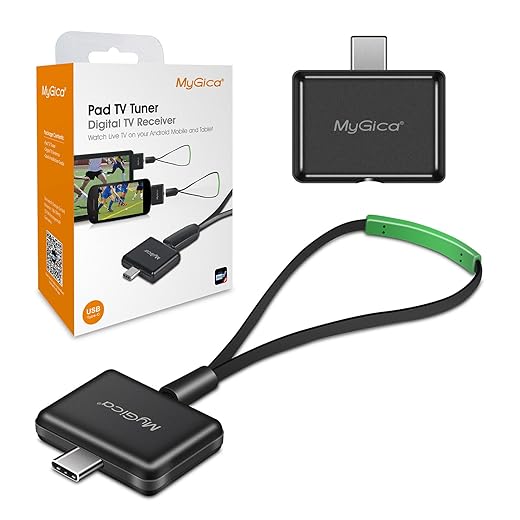 USB Type-C TV Tuner Card, Watching Record Digital Live TV Anywhere, Freeview HD TV Receiver, Recast Wireless HDTV Stick Tuner Adapter, USB TV Antenna for Android Phone Tablet, No Internet Need