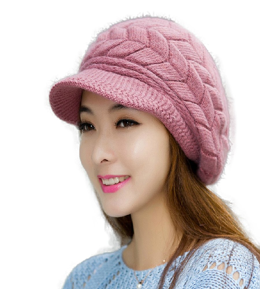 1047a Purple Imported Fancy Beautifully wooven Expandable Very Soft Beanie Cap hat for Women Girls Adults Female
