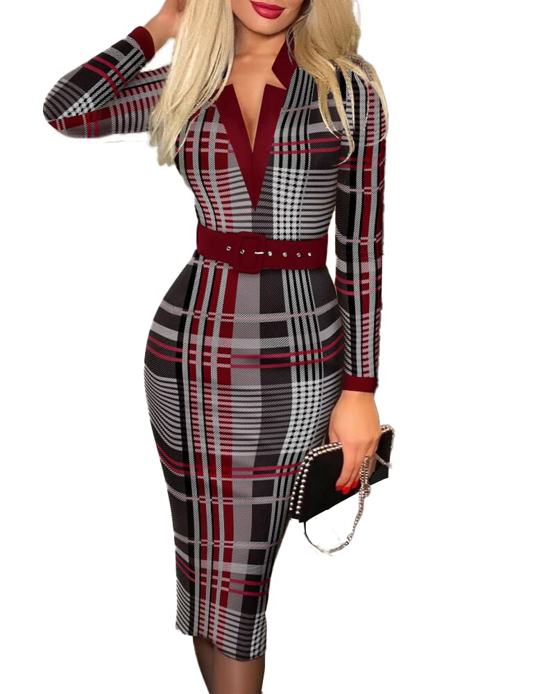 Women's Casual Business Church Work Midi Dress