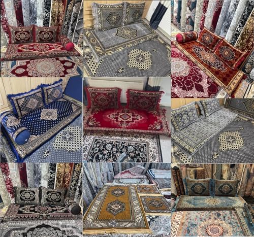 Luxury Product Arabic/Turkish/Afghani Floor Seating Sofa Couch,Floor Cushions,Arab Majlis sofa (Red1)