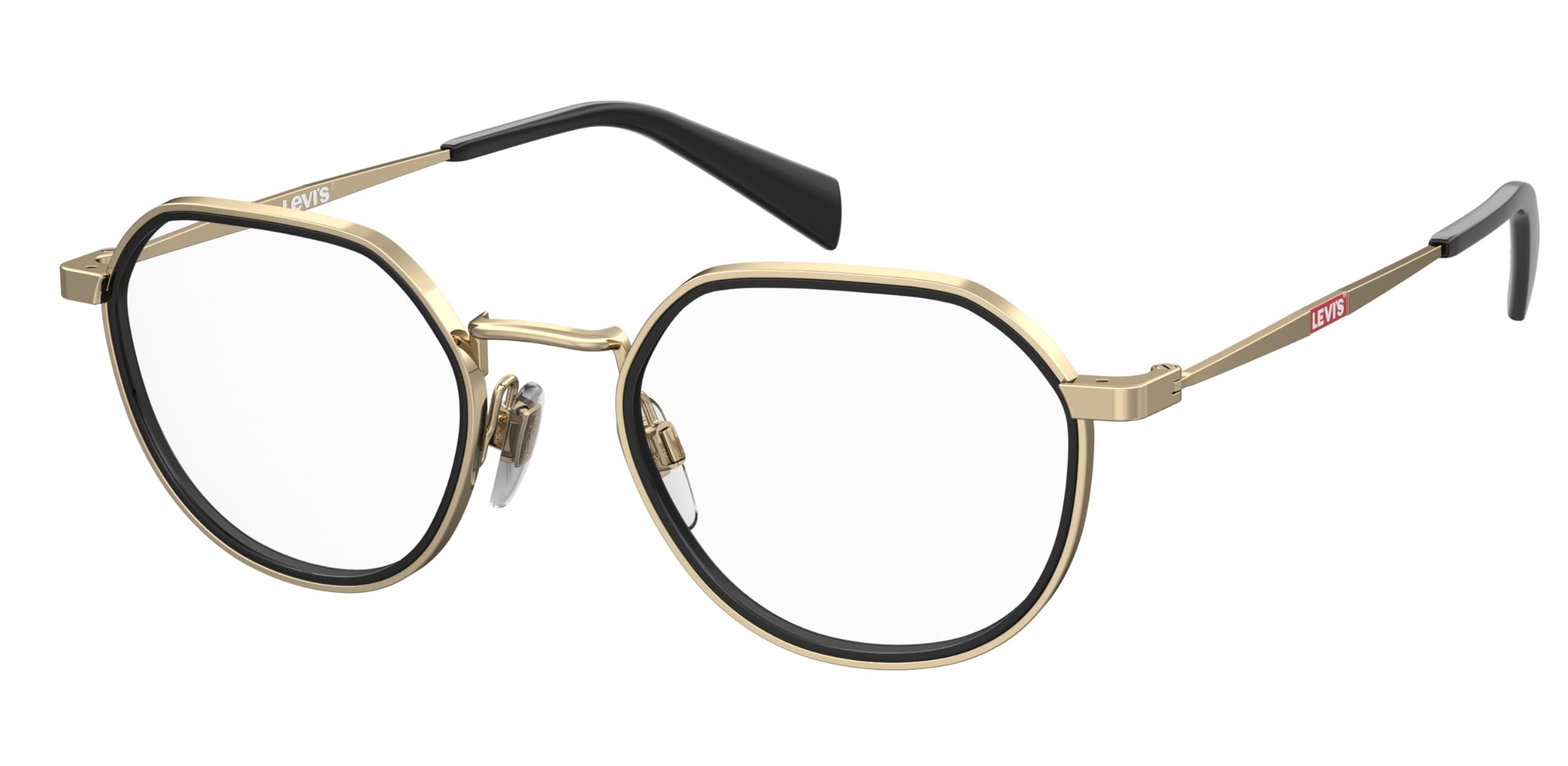 LEVI'S Brille mit Sehstärke für Damen optional mit Sonnenbrillentönung oder Blaulichtfilter, Rund, gefertigt aus Metall, Modell: 108082 (inklusive Brillenetui)