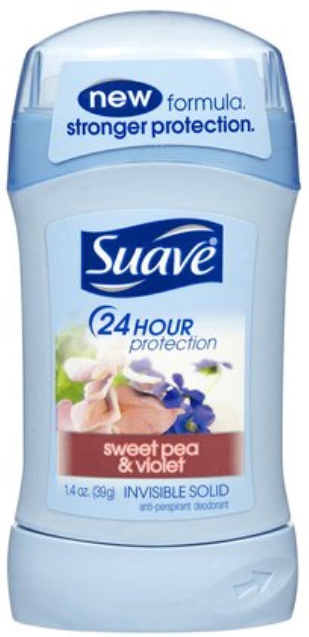 Suave 24 Hour Protection Sweet Pea and Violet Invisible Solid Anti-Perspirant Unisex, 1.4 Ounce (Pack of 4)