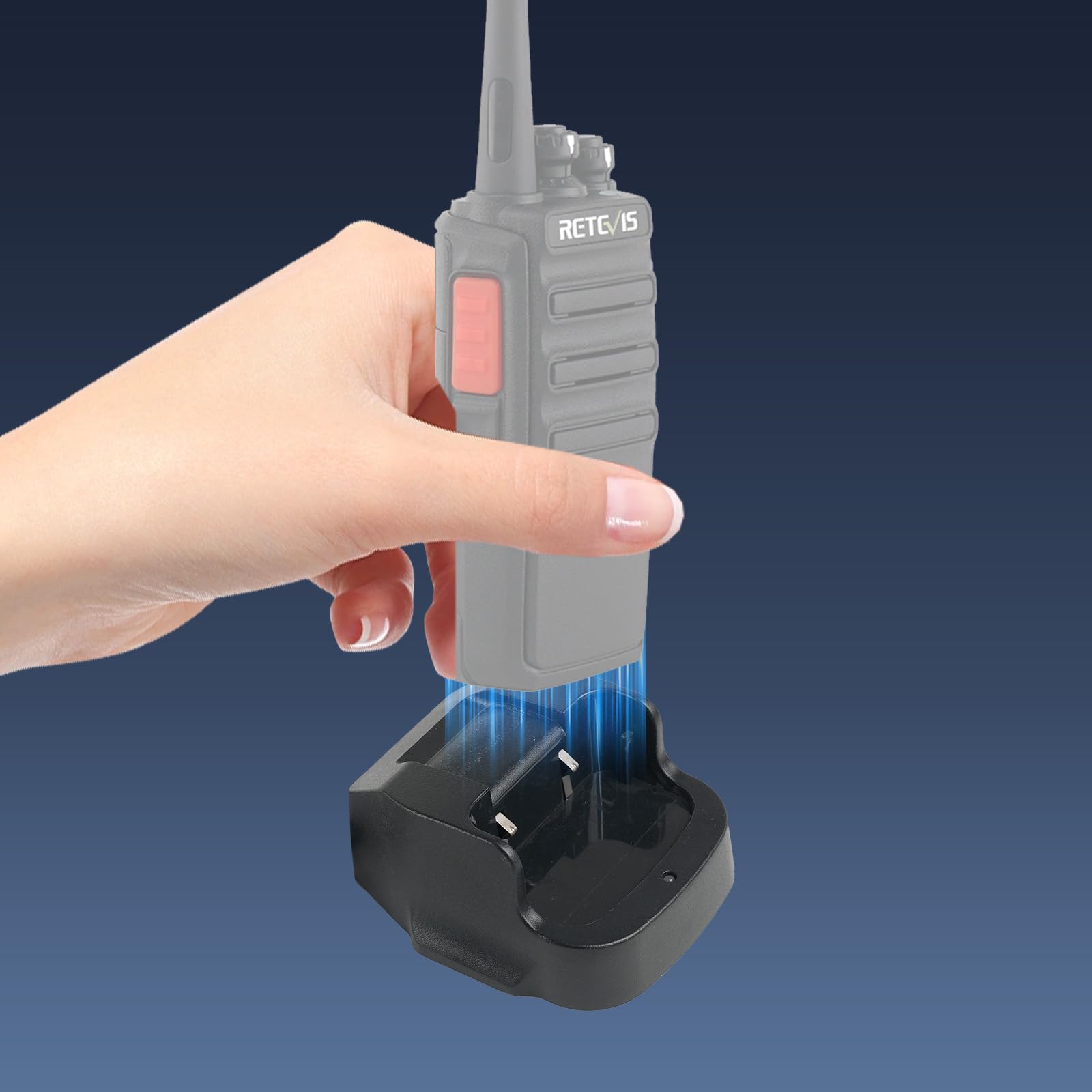 Retevis RT24 Caricabatterie Base USB Originale per Ricetrasmittente, Compatibile RT24/RT21, Nero