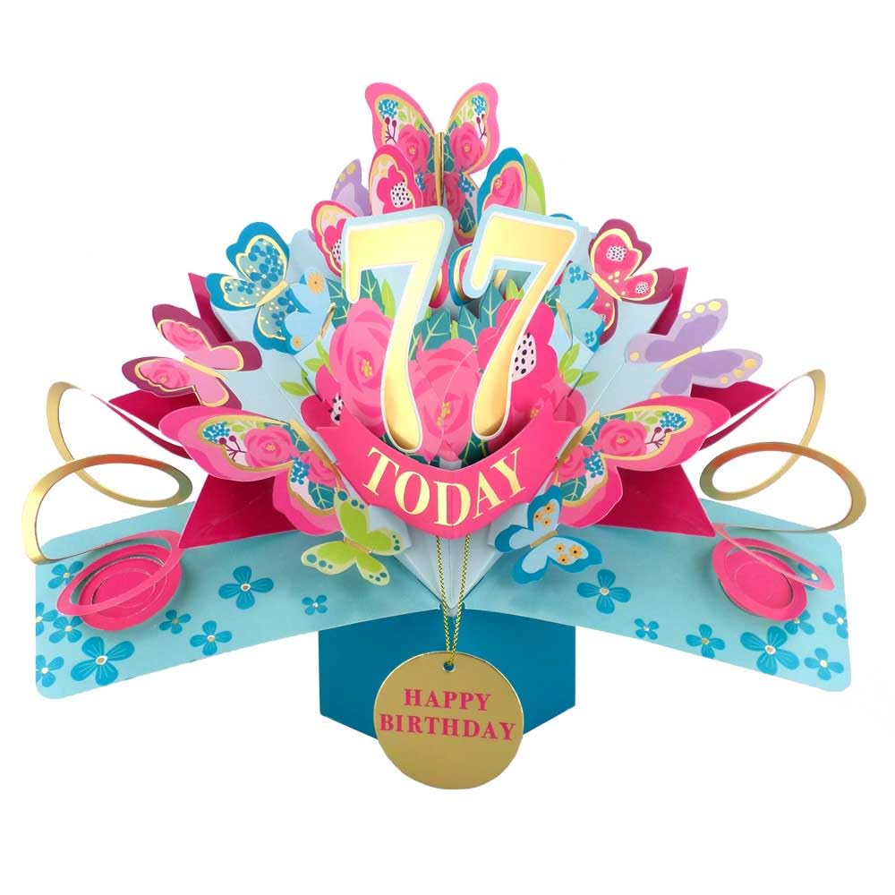 77 Today Happy 77th Birthday Pop-Up Greeting Card Love Kate's Pop Up Cards Her Design POP236MC77 — image 1