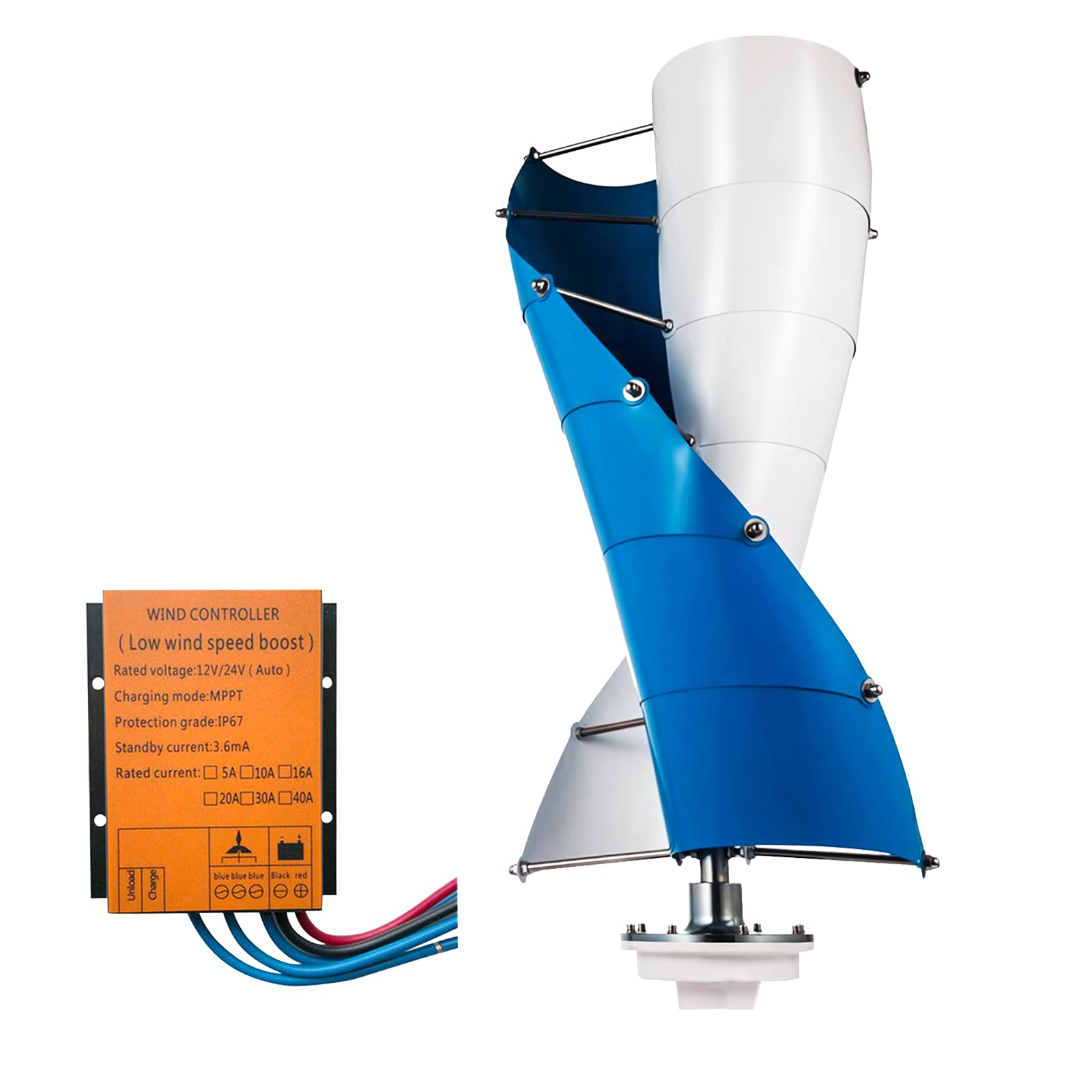 Outdoor Generators,Wind Turbine Vertical 3 Phase Permanent Magnet Generator Power Kit with Controller for Marine/Household/Garden/Road Trip