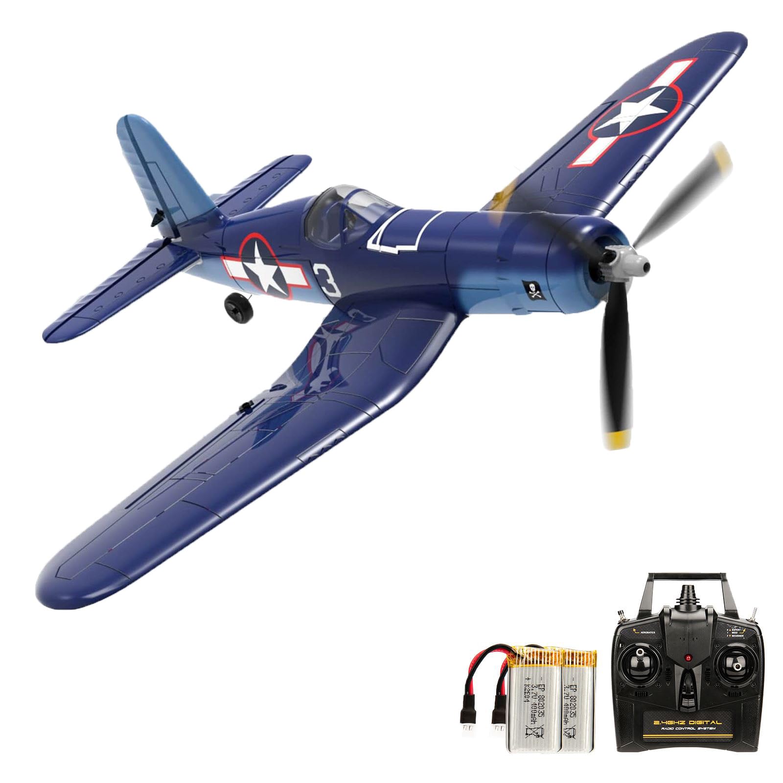 Fremego F4U RC Flugzeug, 2.4Ghz 4CH Jagdflugzeug Corsair Ferngesteuertes Flugzeug Modell Kunstflug Flugzeuge für Anfänger Erwachsene RTF