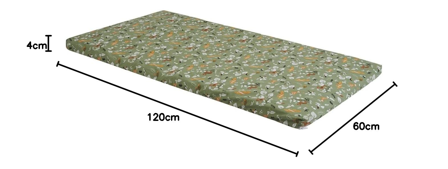 Tinéo - Matelas Bébé Nomade 60x120x4cm - Matelas Bébé Voyage - Déhoussable - Polyester - Moelleux - Fabriqué en France - Matelas Lit Parapluie - Inclus Le Sac De Transport (Safari)