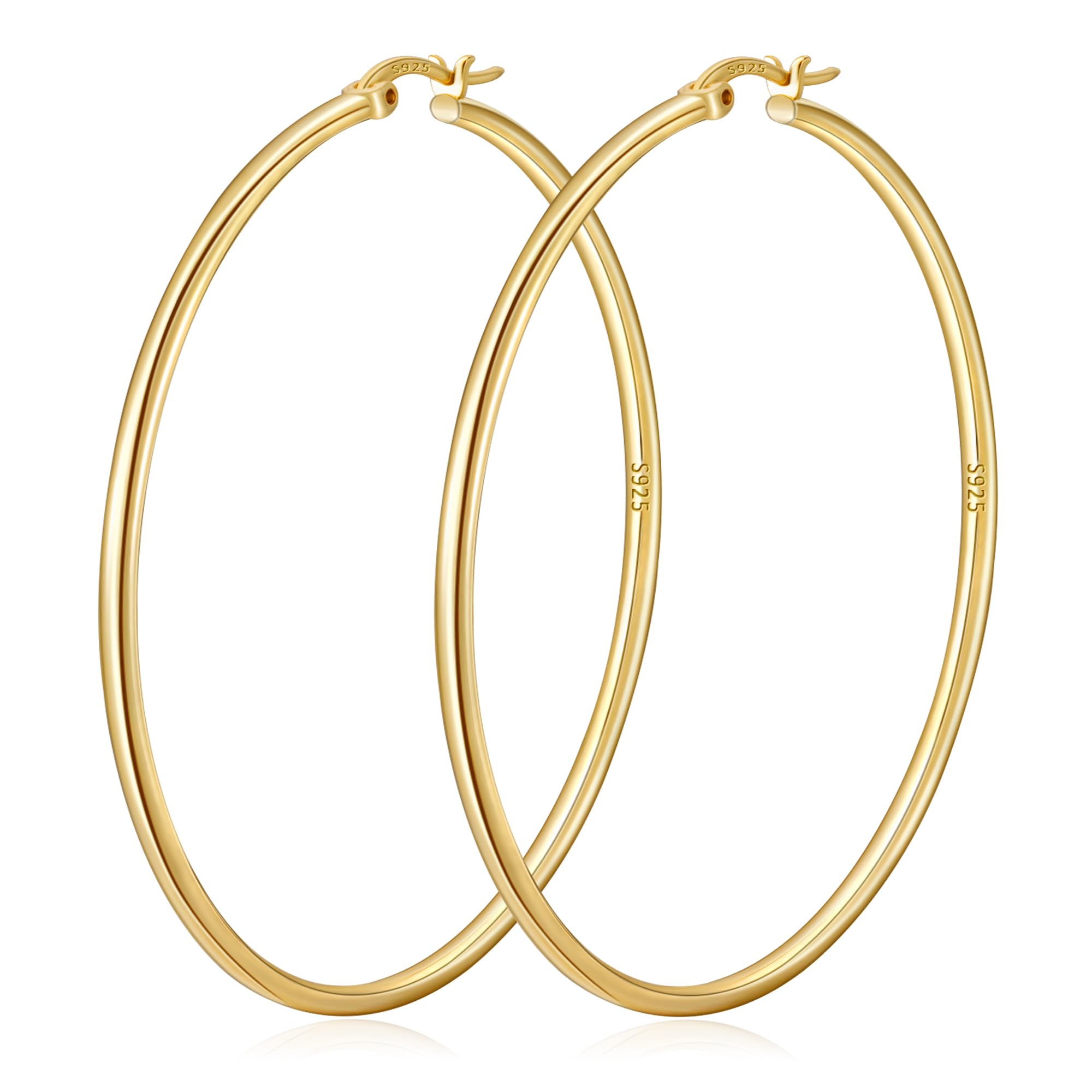 DORANA Creolen Gold Ohrringe für Damen Groß Goldene Ohrringe Creolen Hypoallergene Schmuck Ohrringe Big Hoops
