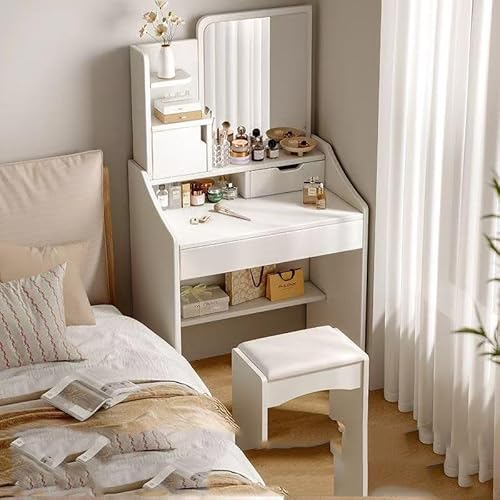 UKewei ドレッサー 化粧台 鏡台 ドレッサー コンパクト 白 [2]