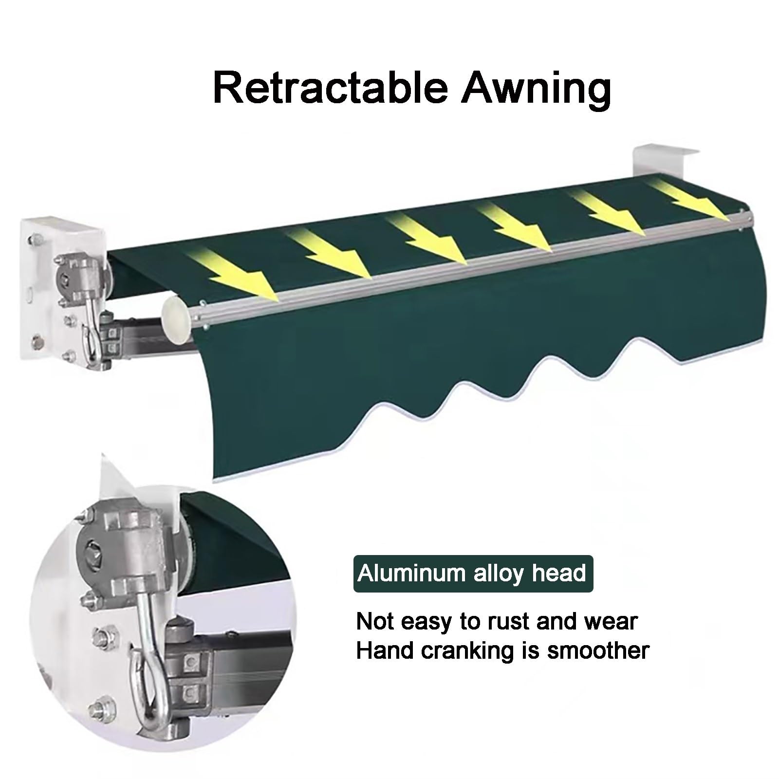 Tenda da Giardino Retrattile, Tenda Manuale Pieghevole, Tettoia Telescopica per Patio Esterno con Manovella, Poliestere Resistente all'Acqua per Cortile, Balcone, Negozio, Ristorante, Bar (col