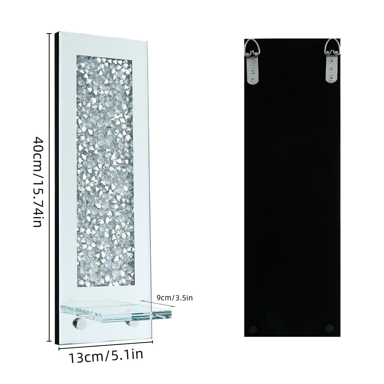 Juego De 2 Apliques De Pared Para Velas – Cristal Diamante Plateado, Espejo, Elegante Para Bodas Y Hogar
