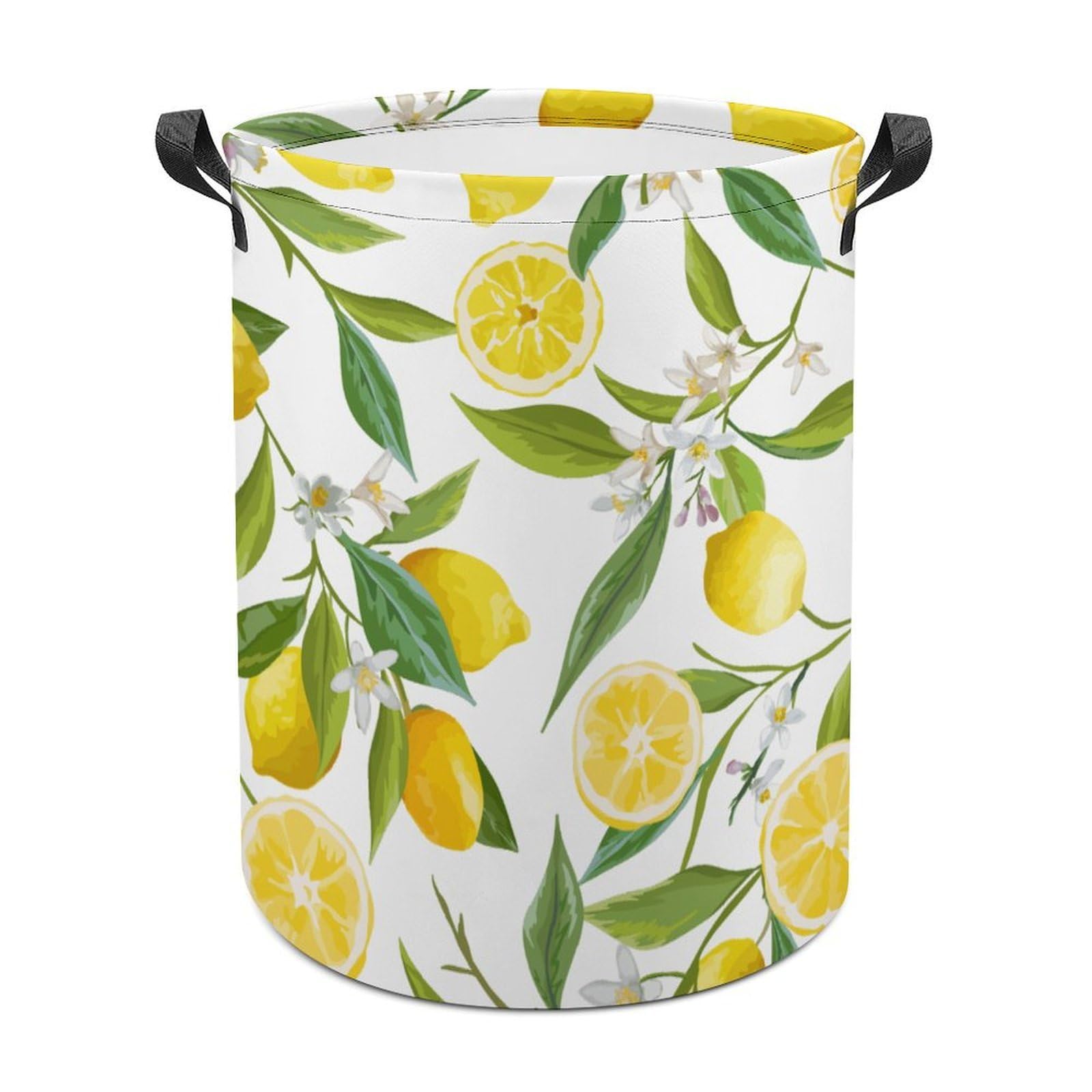 Lyfthologen Laundry Hamper, Yellow Lemon Laundry Basket, Washing Basket with Handle