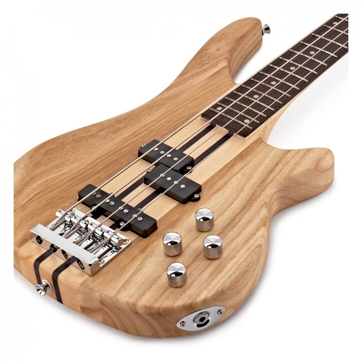 Guitarra de bajo eléctrico Neck Thru 4 cuerdas Chicago de Gear4music | Diseño neck-through para un sustain excelente, tono versátil para todos los niveles, pastillas single y split coil