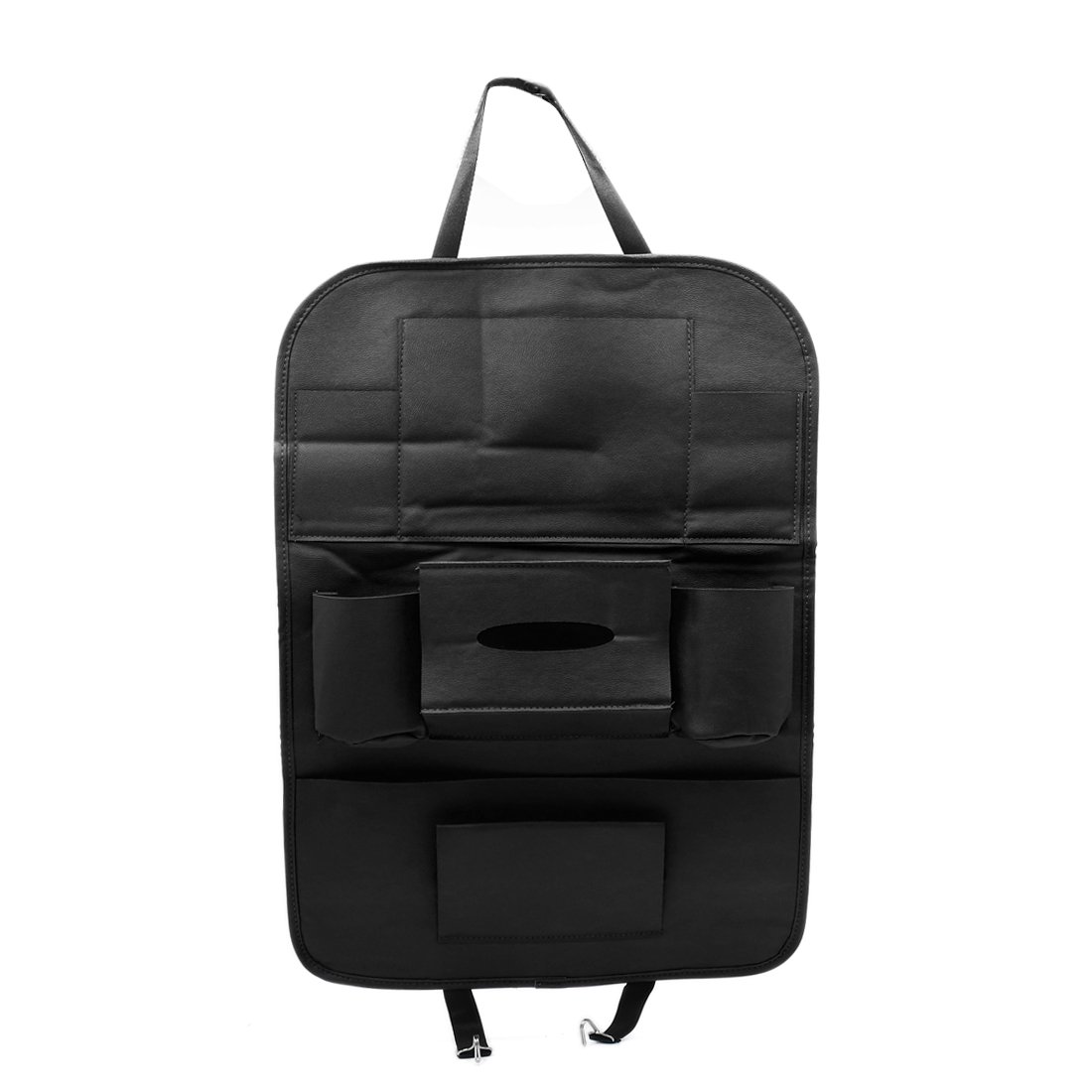Black Faux Leather Car Seat Back Organizer Multi-Pocket Storage Bag Holder (id: 7b7 8f5 b57 ea9 dc5