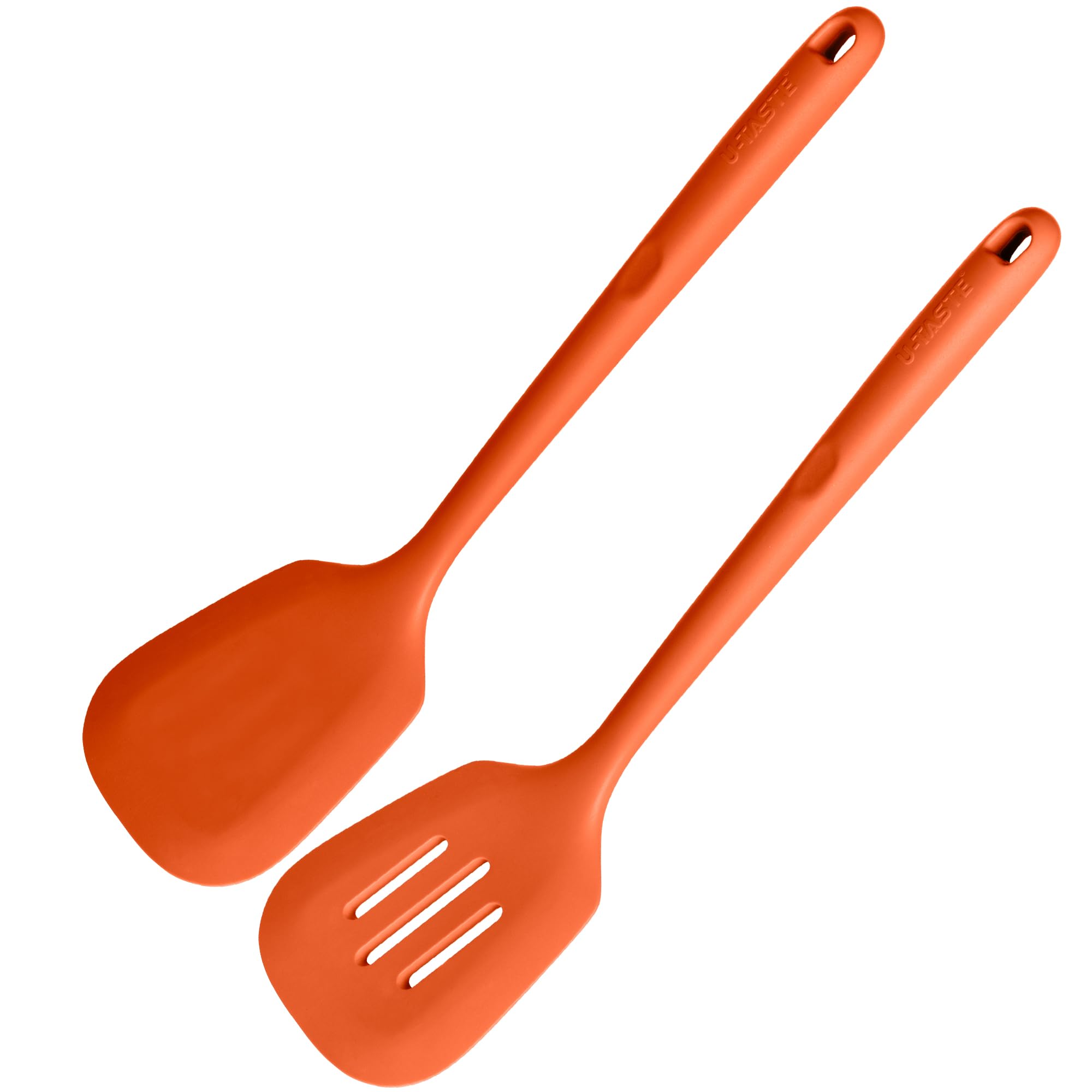 Sponsored Ad – Cooking Turners 2 Pack: 315℃ Heat Resistant Solid & Slotted Silicone Spatula Flipper, 35cm Long, 10cm Wide Large Rubber Kitchen Utensil for Turning Meat in Nonstick Cookware (Orange)
