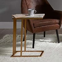 Vista 4 de Mesa de centro pequeña de mármol nórdico mesa de centro simple sala de estar sofá de hierro lateral creativo mesita de noche mini mesa