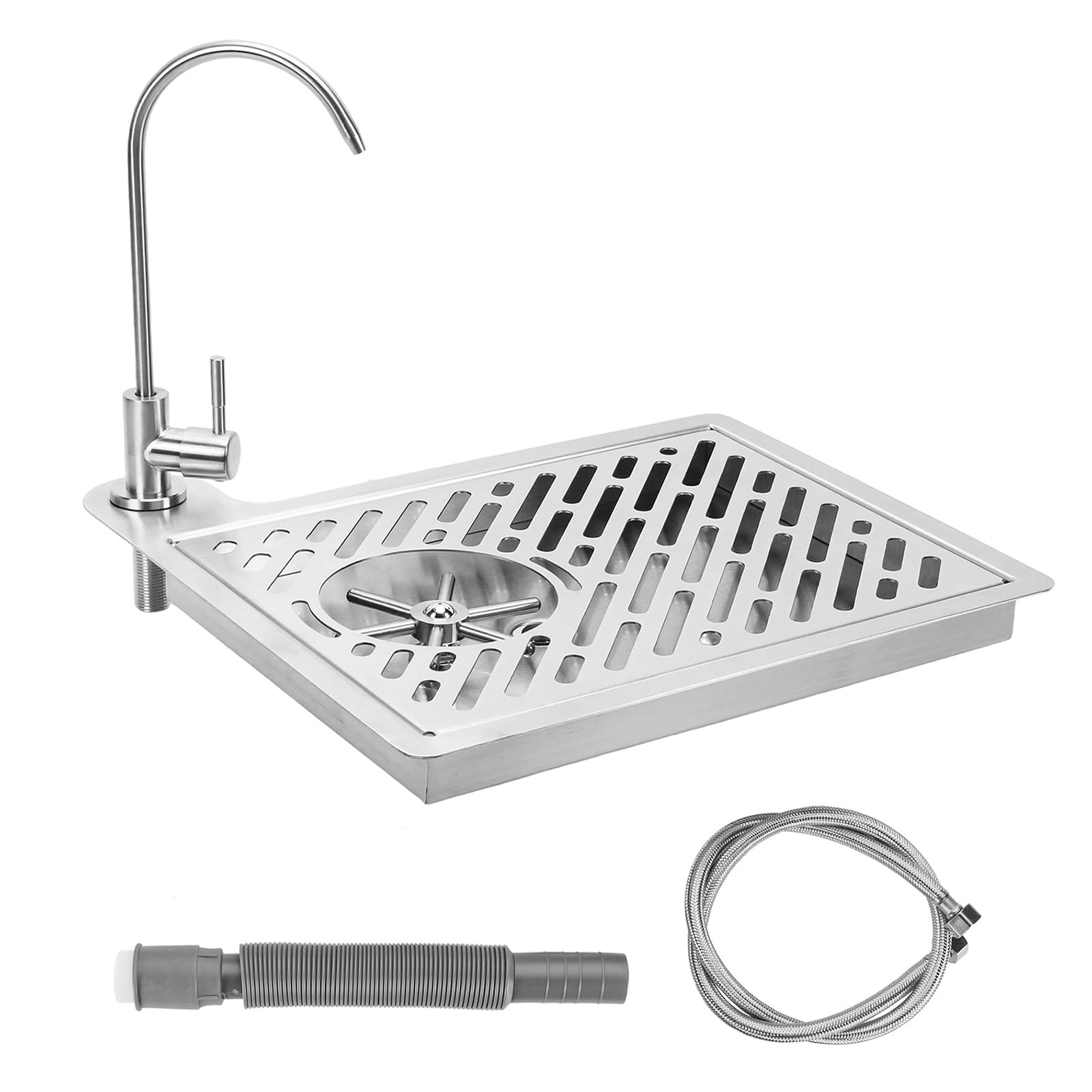 Lavavasos Comercial con Grifo Y Bandeja De Drenaje, Limpieza A Alta PresióN con Chorro MultiáNgulo De 360°, InstalacióN Sencilla E Integrada, para CafeteríAs, Hoteles Y Restaurantes(S)