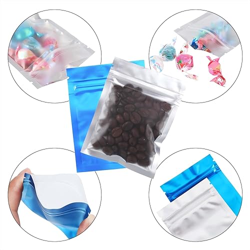 Miniatura 45 de Bolsas de papel de aluminio con cierre hermético resellable, antiolores, 100 unidades, para regalos de fiestas y almacenar comida. Negro -,Negro