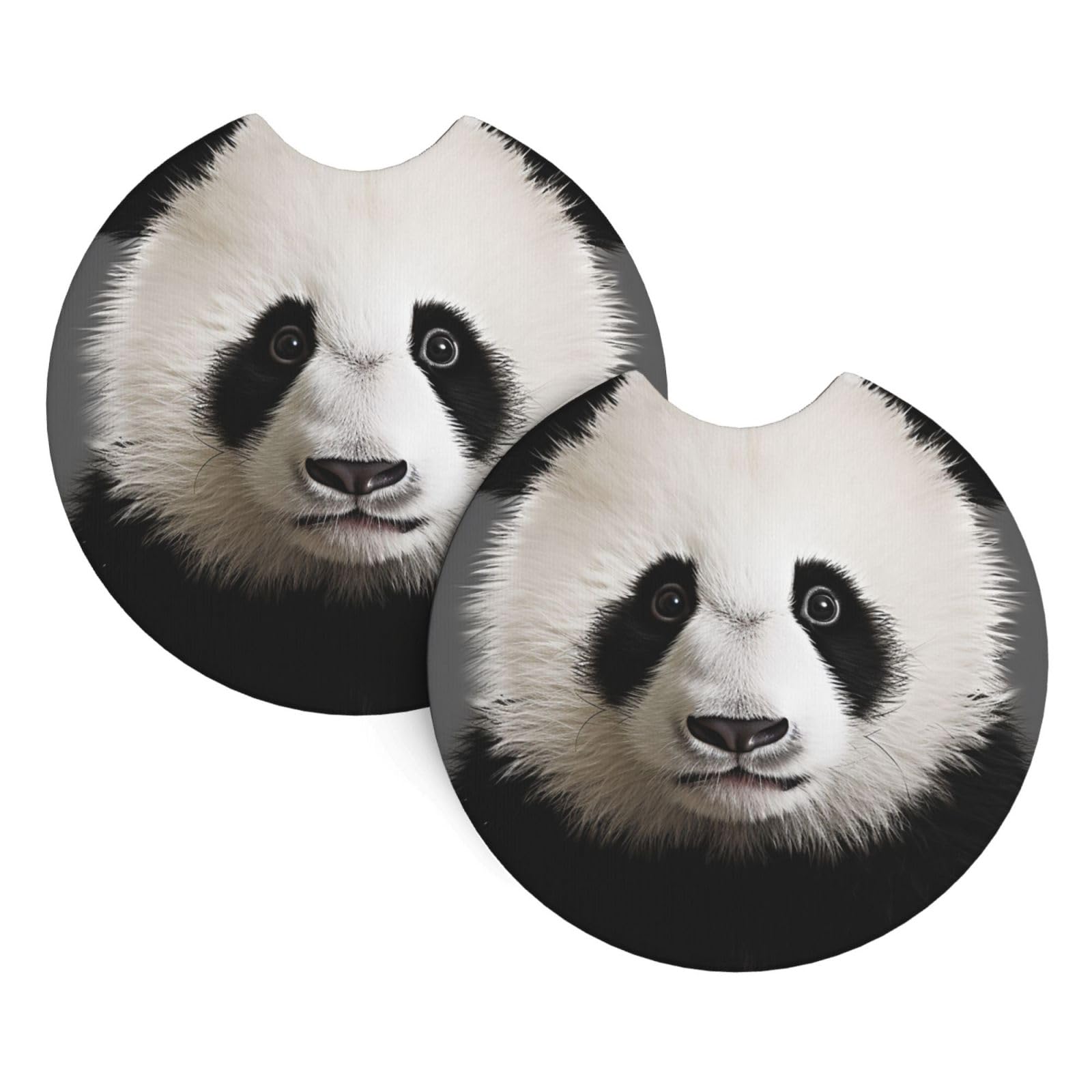 2 Pack Car Coaster for Cup Holders Lovely Panda Bear Head Car Cup Coaster 2.7" Neoprene Non-Slip Automotive Cup Mat Universal Auto Car Interior Accessories for Women Men Cup Pad