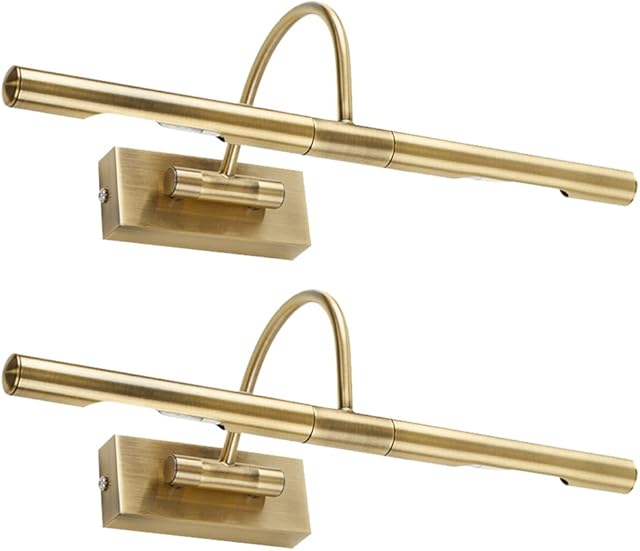 Pair of - Modern Adjustable Antique Brassed Twin Picture Wall Lights
