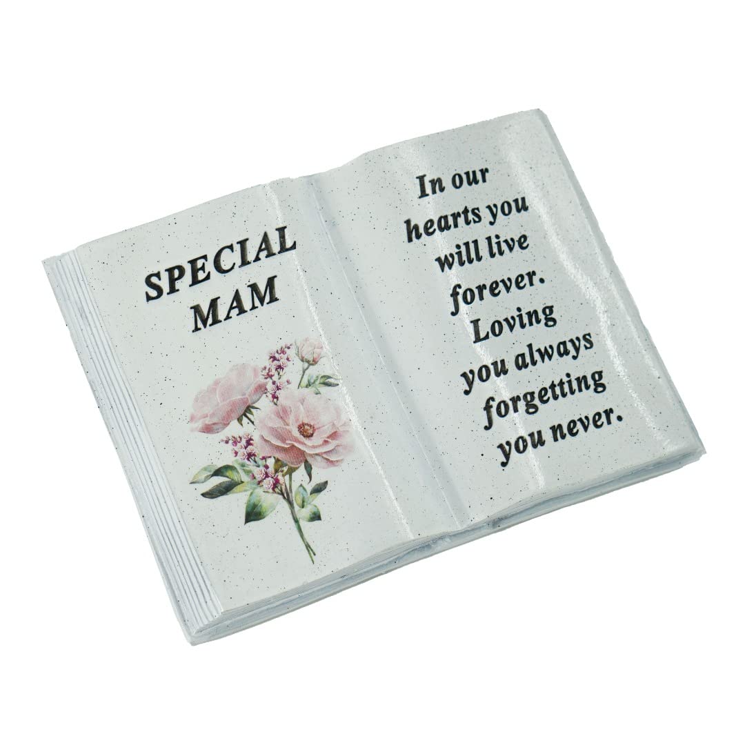Angraves Multicolor Special Mam Pink Peony Flower Graveside Book Ornament Memorial Grave Plaque