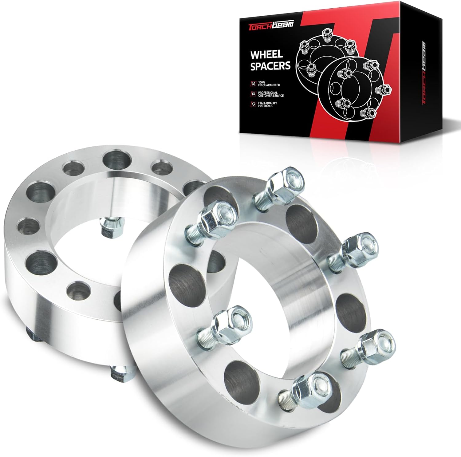 Torchbeam 6x5.5 Wheel Spacer 2 inch for 1983-2006 Montero, 1997-2004 Montero Sport, 108 Hub Bore & M10x1.25 Studs, 6 Lug Wheel Spacer, 2PCS