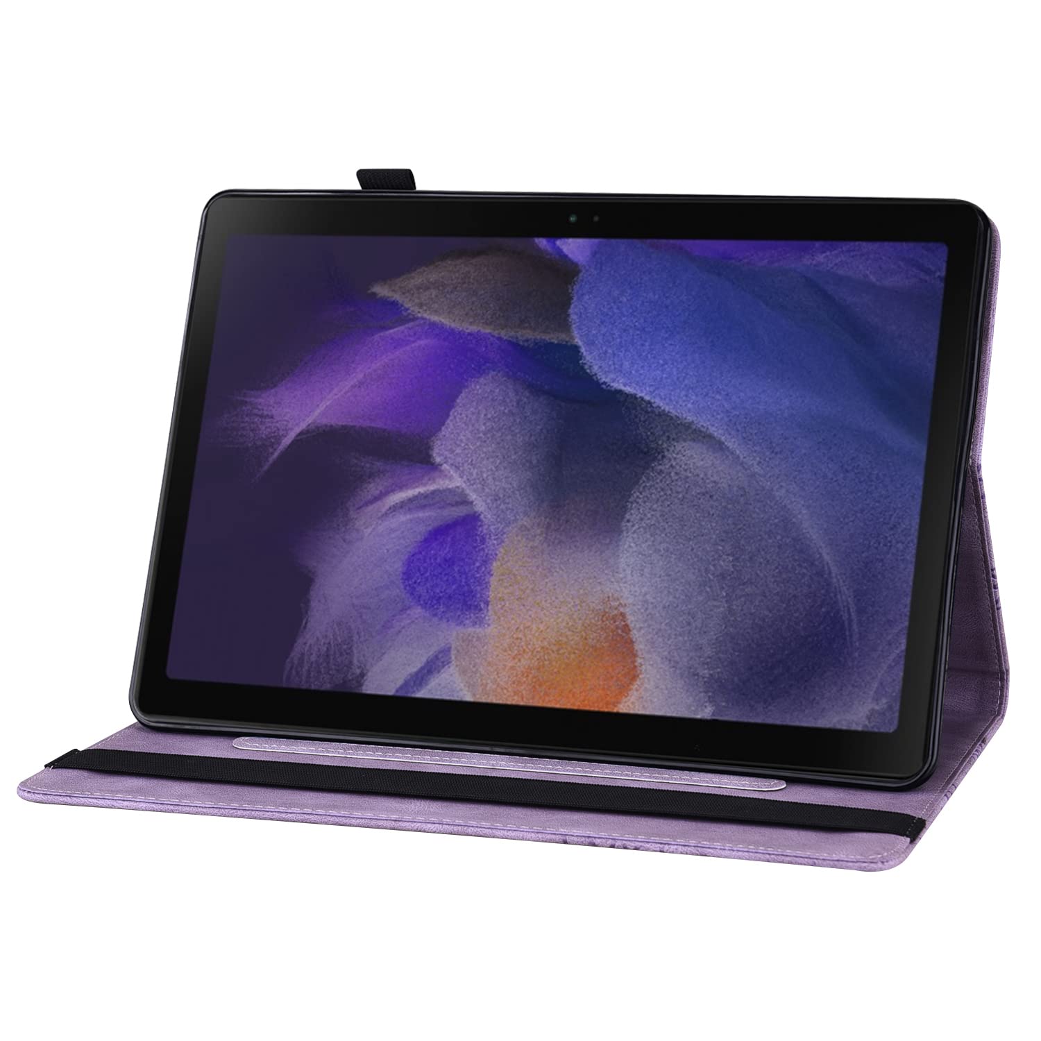 Samsung Galaxy Tab A9+ 11" etui z wytłoczonym motylem etui ze skóry PU portfel uchwyt na długopis tablet pokrowiec ochronny do Galaxy Tab A9+ 11 cali SM-X210/SM-X215/SM-X216 fioletowy