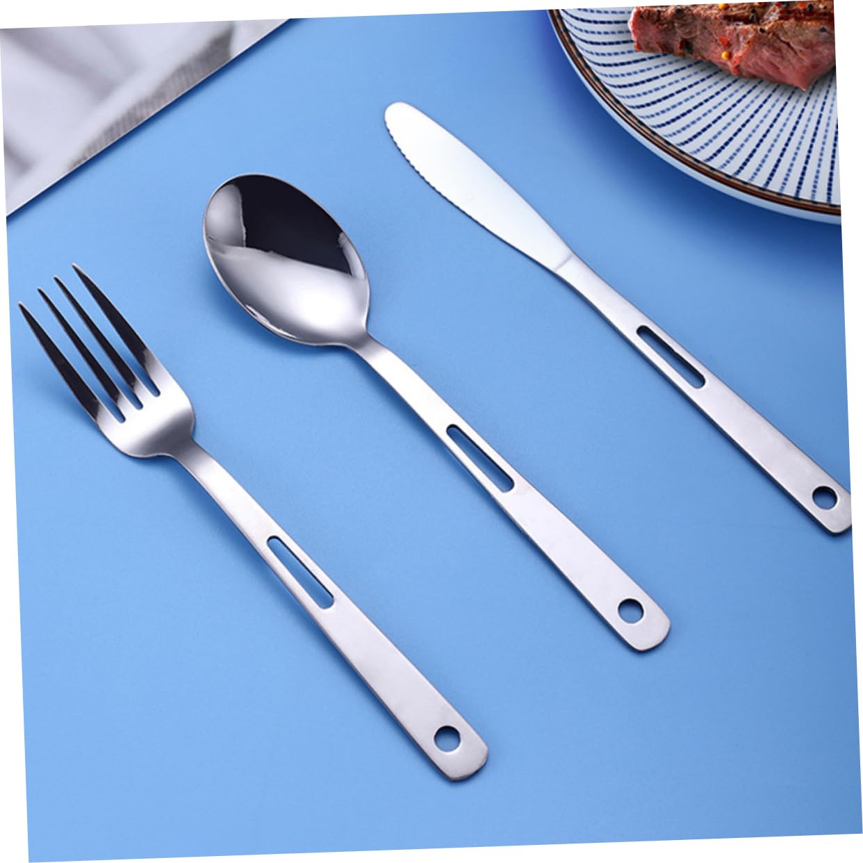 TOYANDONA Posate Da Viaggio in Acciaio Inox Stoviglie Portatili Per Picnic Campeggio Barbecue Utensili Da Campeggio Leggeri e Compatti