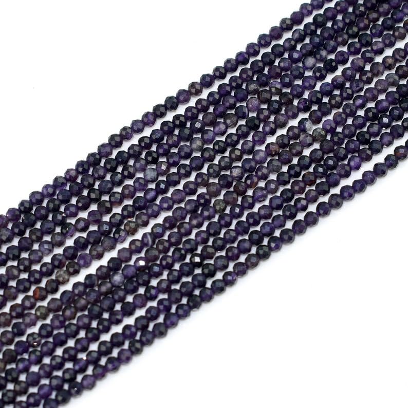 Perles en améthyste naturelle 2-3mm pour création de bijoux DIY