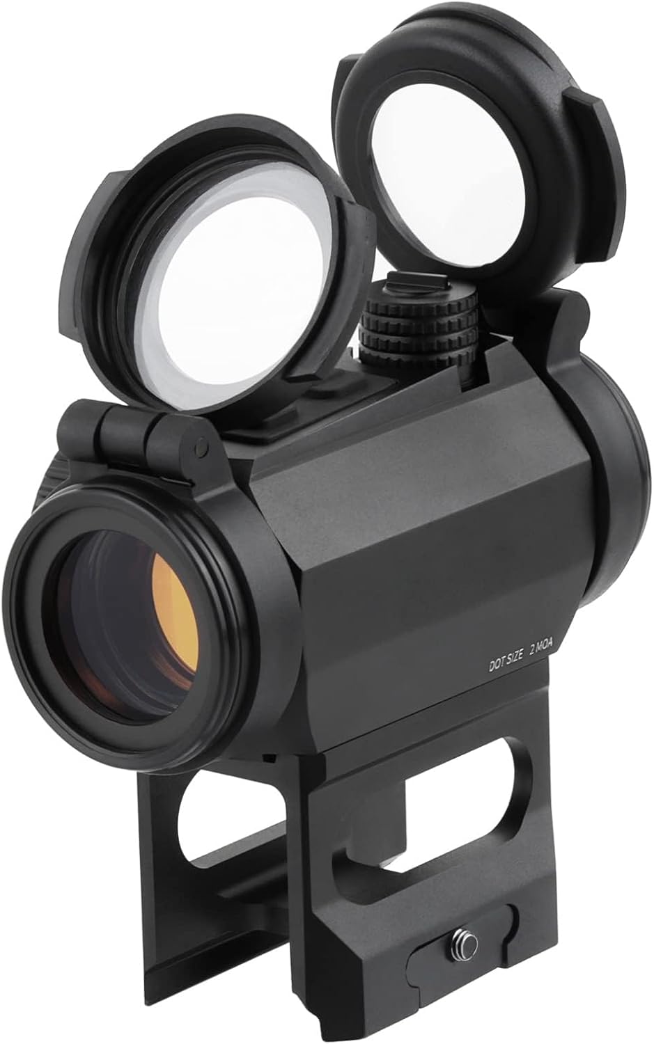 FOCUHUNTER 1x20mm Optics Red Dot Sight, 2 MOA Shake Awake Red Scope 12 Brightness Adjustment, Waterproof Shockproof Compact Scope, Compatible with Two 21mm Picatinny Rails & Flip-Up Lens Covers
