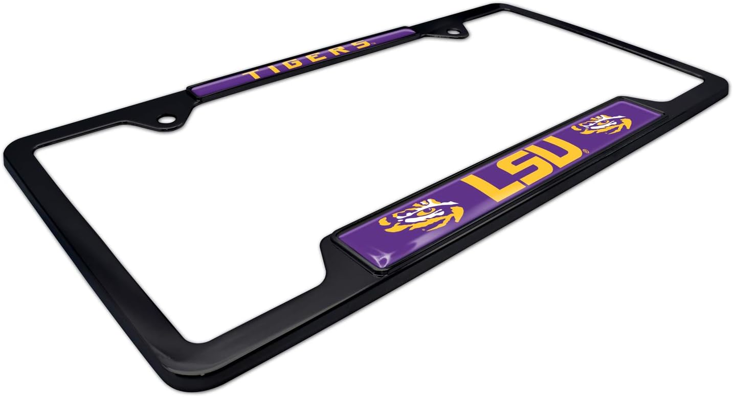 Black Metal License Plate Frame - Second Generation - Mascot Version (LSU)