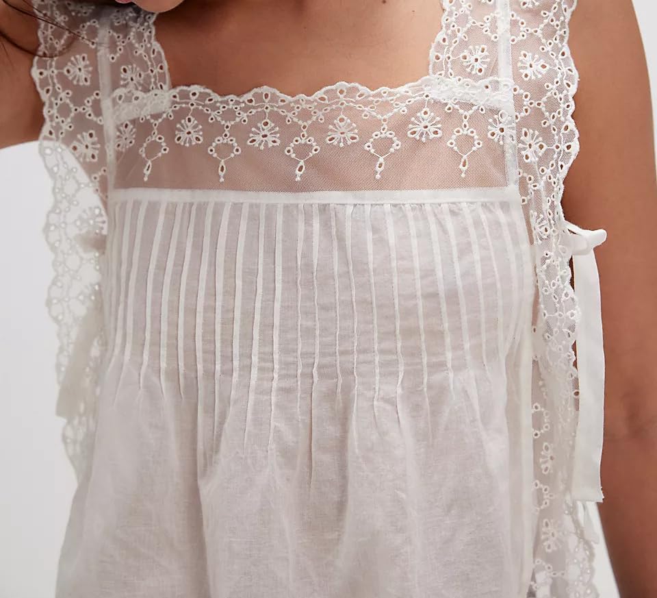 Summer Y2k Tie Side Cami Square Neck Lace Backless Tank Tops 2000s Crop Tops Coquette Boho Women Camisole2