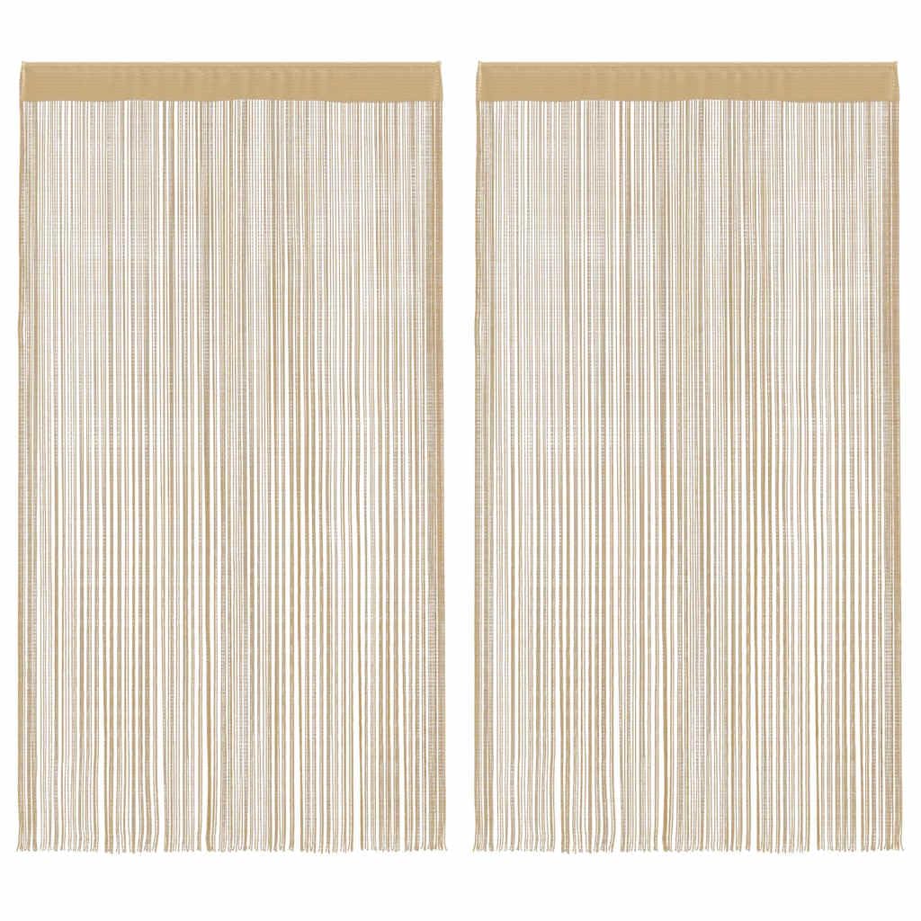 Rideau anti chaleur et occultant beige en fils lot de 2