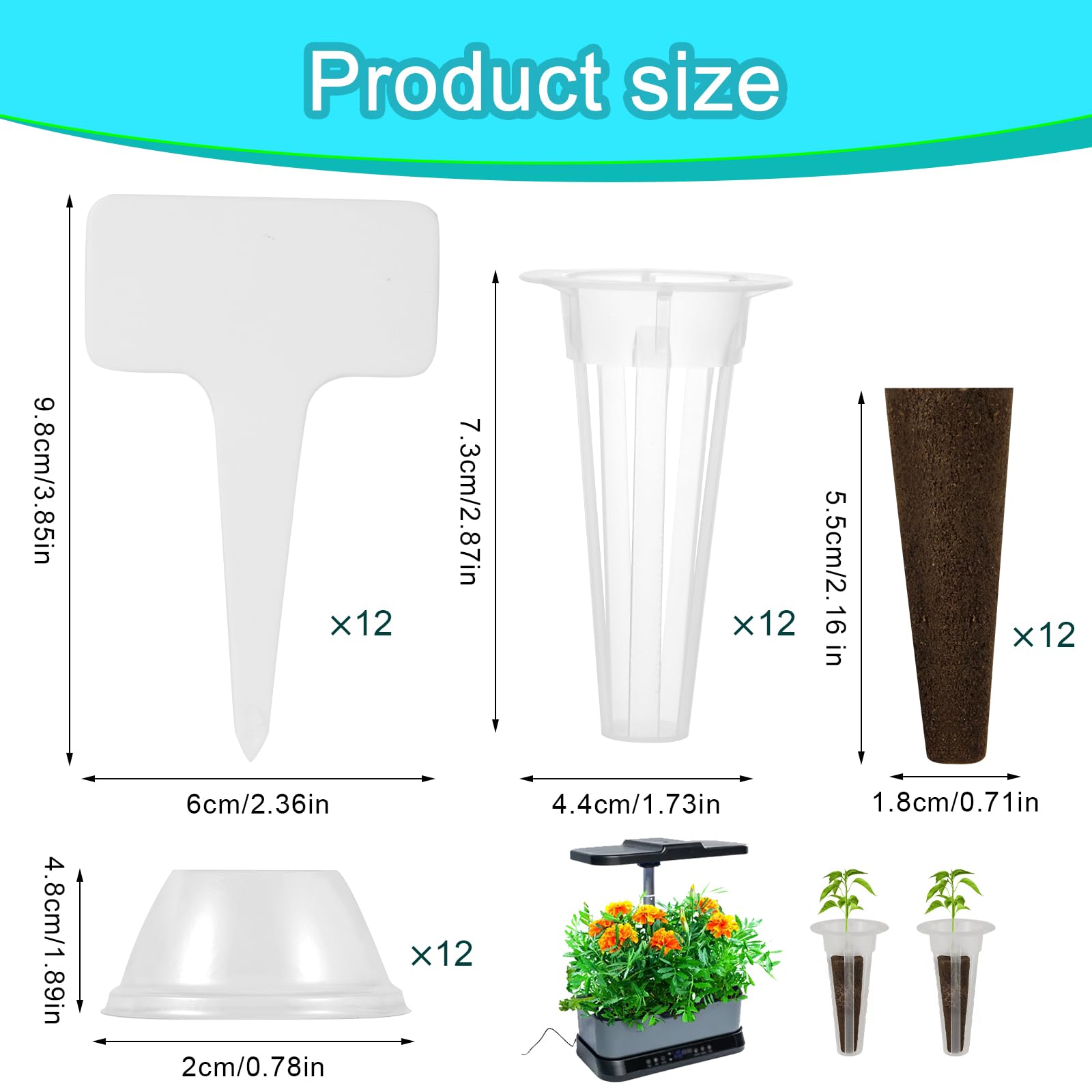 Kit Coltivazione Idroponica - 12 Baccelli Con Spugne E Cupole, Per Erbe, Ortaggi E Piante - Foto 14