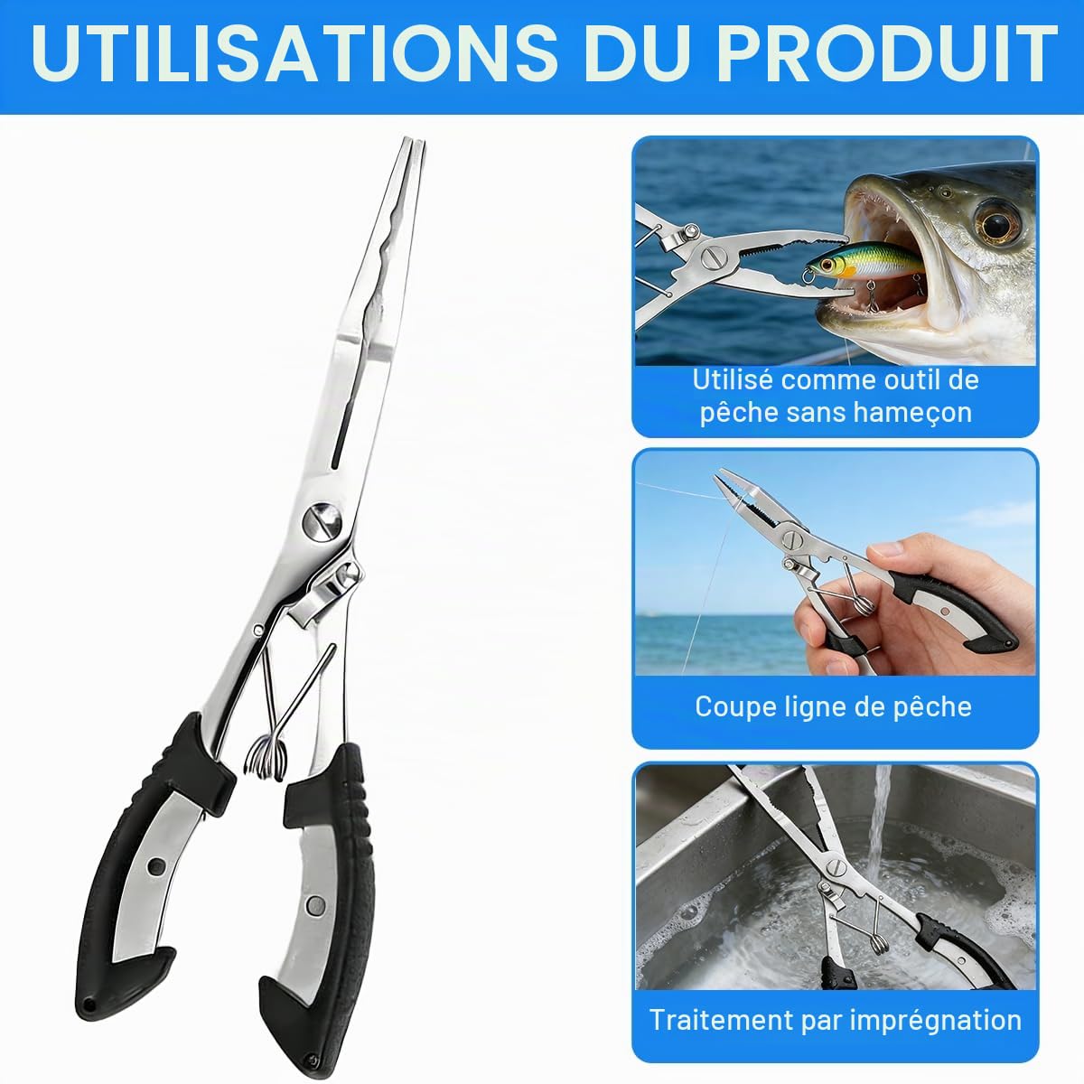 J & D Pince de pêche multifonctionnelle et légère en acier inoxydable J & D Pince de pêche multifonctionnelle et légère en acier inoxydable