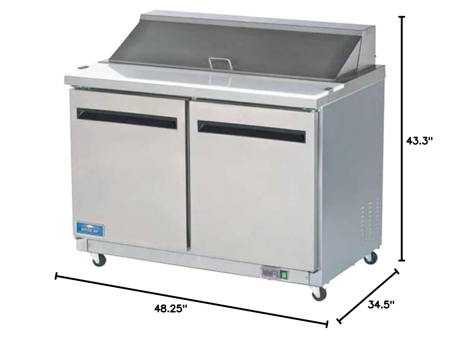 Arctic Air AMT48R 48.25 Inch 2-Door Mega Top Refrigerated Sandwich/Salad Prep Table With Refrigerated Base, 115v