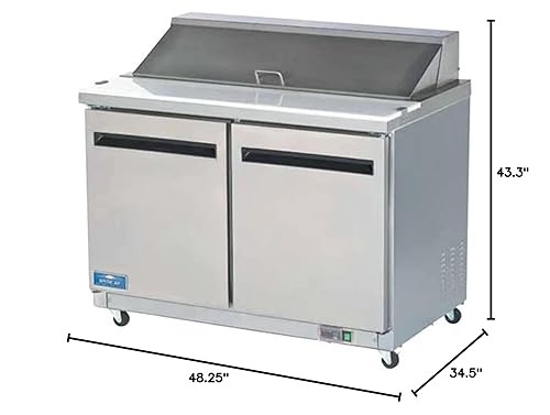 Miniatura 3 de Arctic Air AMT48R 48.25 pulgadas 2 puertas Mega Top Refrigerado Sandwich/ensalada Preparación Mesa con base refrigerada, 115 V
