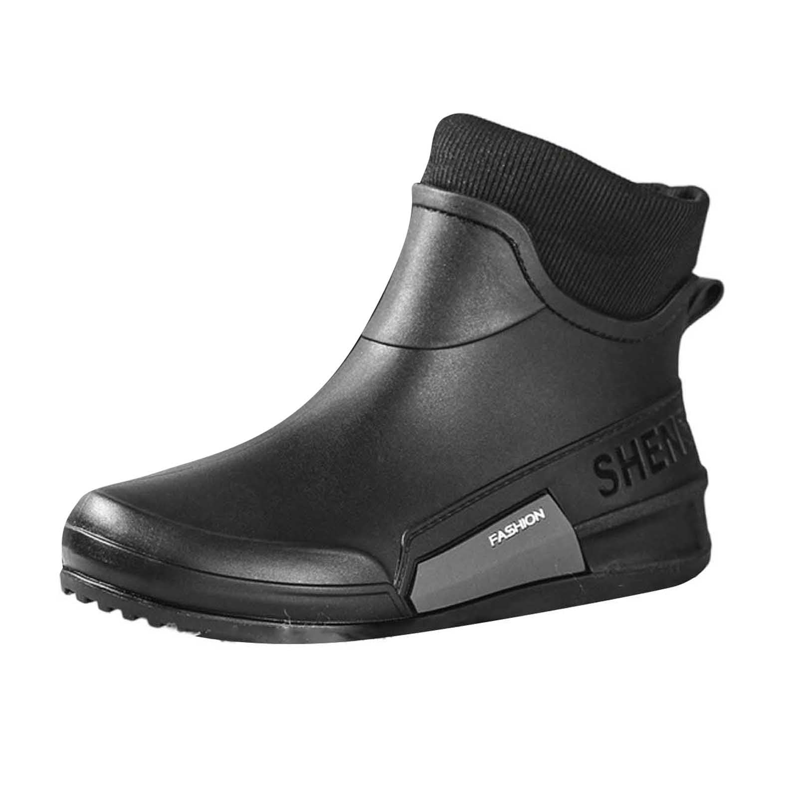 Fashionable Womens Short Ankle Rain Boots Slip On Rubber Footwear for Outdoor Versatile All Weather